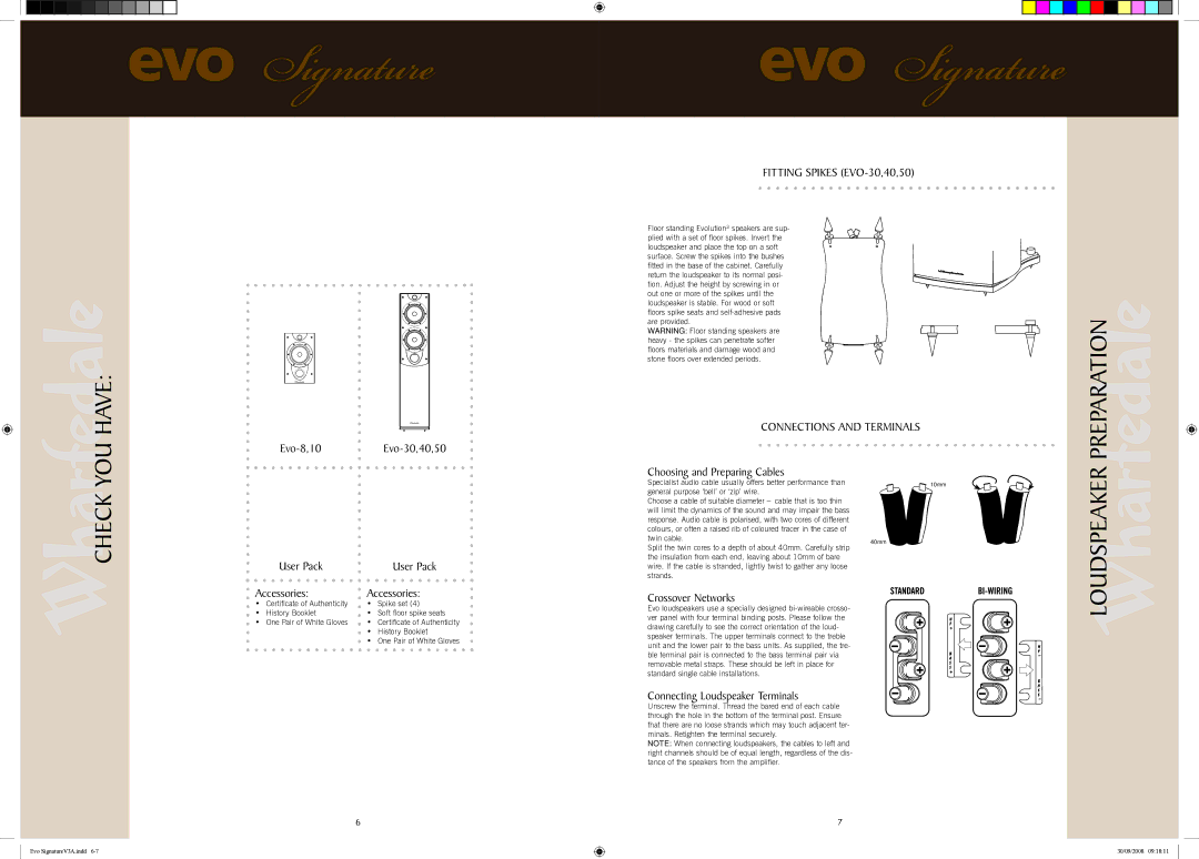 Wharfedale EVO 10, EVO 40, EVO 50, EVO 30, EVO 8 user manual Loudspeaker preparation 