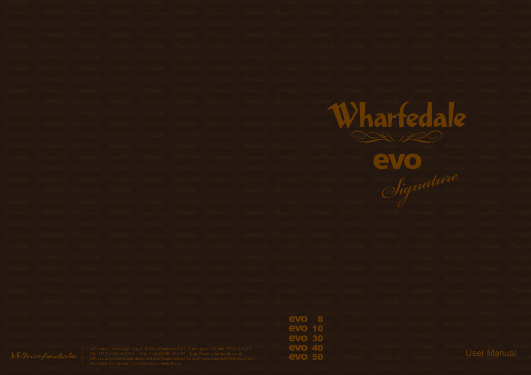 Wharfedale EVO 50, EVO 40, EVO 30, EVO 8, EVO 10 user manual 