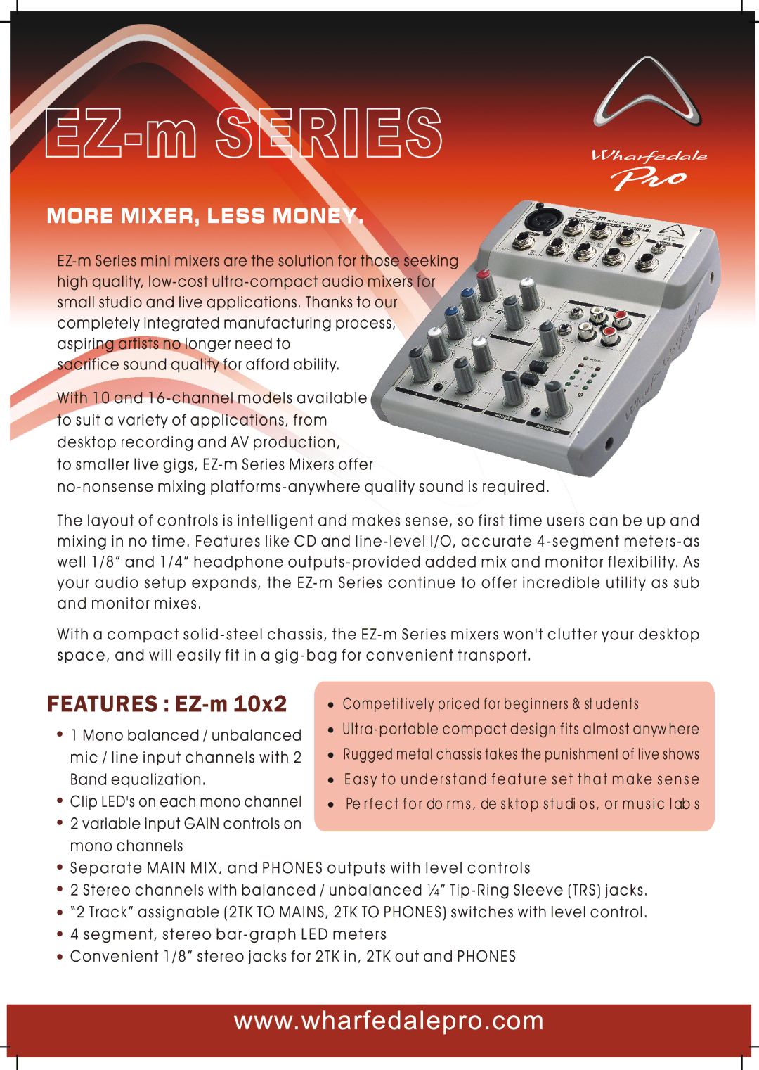 Wharfedale EZ-M Series manual Competitively priced for beginners & st udents 