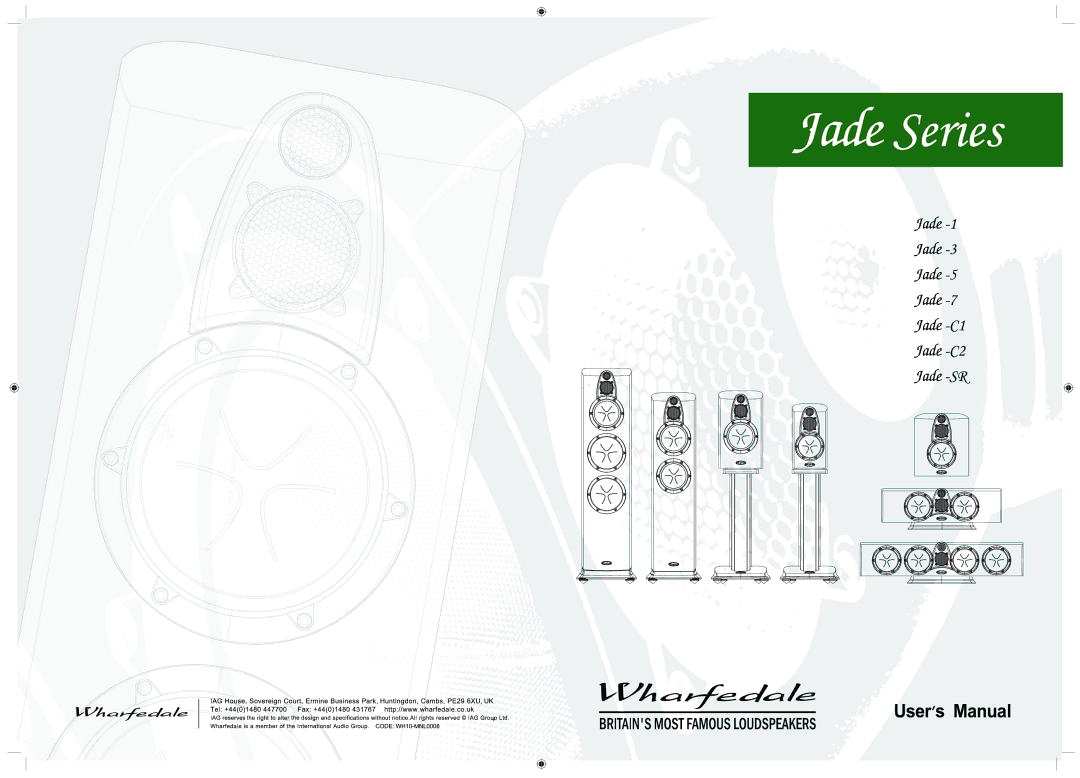 Wharfedale JADE-7, JADE-SR, JADE-C1, JADE-C2, JADE-5, JADE-3, JADE-1 manual 