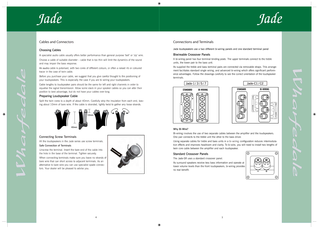 Wharfedale JADE-C2, JADE-SR, JADE-7, JADE-C1, JADE-5, JADE-3, JADE-1 manual 