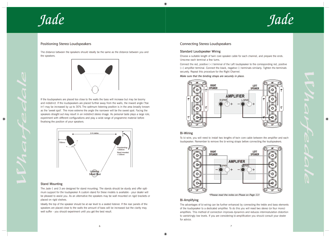 Wharfedale JADE-5, JADE-SR, JADE-7, JADE-C1, JADE-C2, JADE-3, JADE-1 manual 