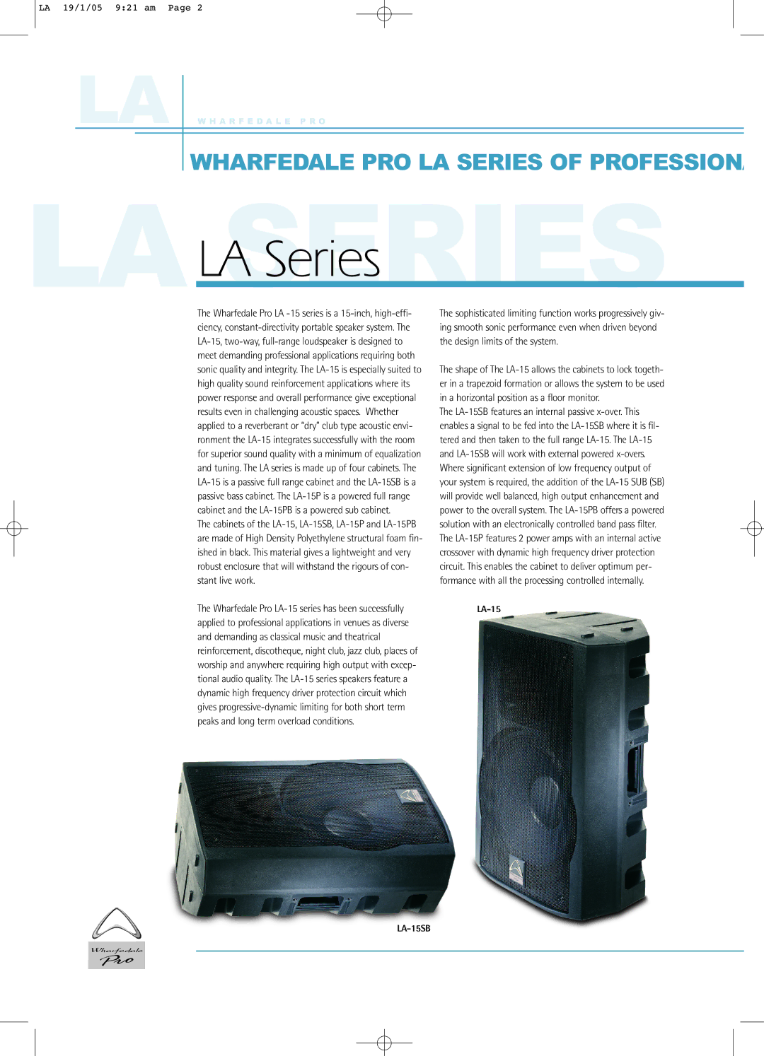 Wharfedale LA Series manual LALASERIESSeries 