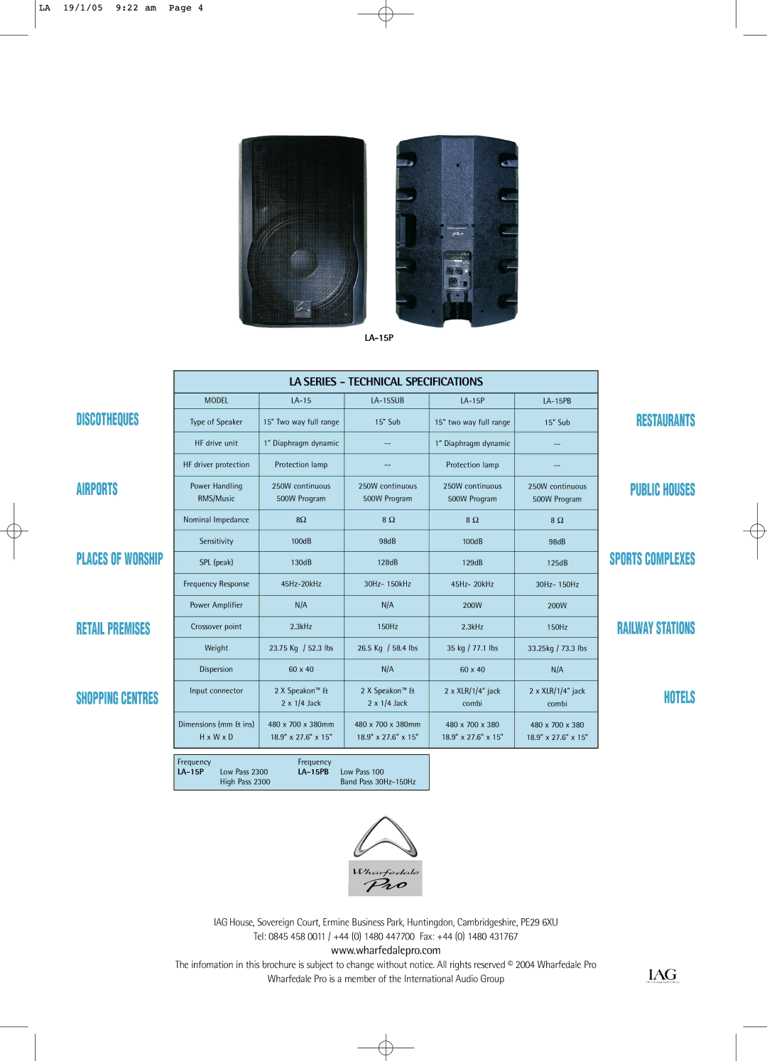 Wharfedale LA Series manual Airports 