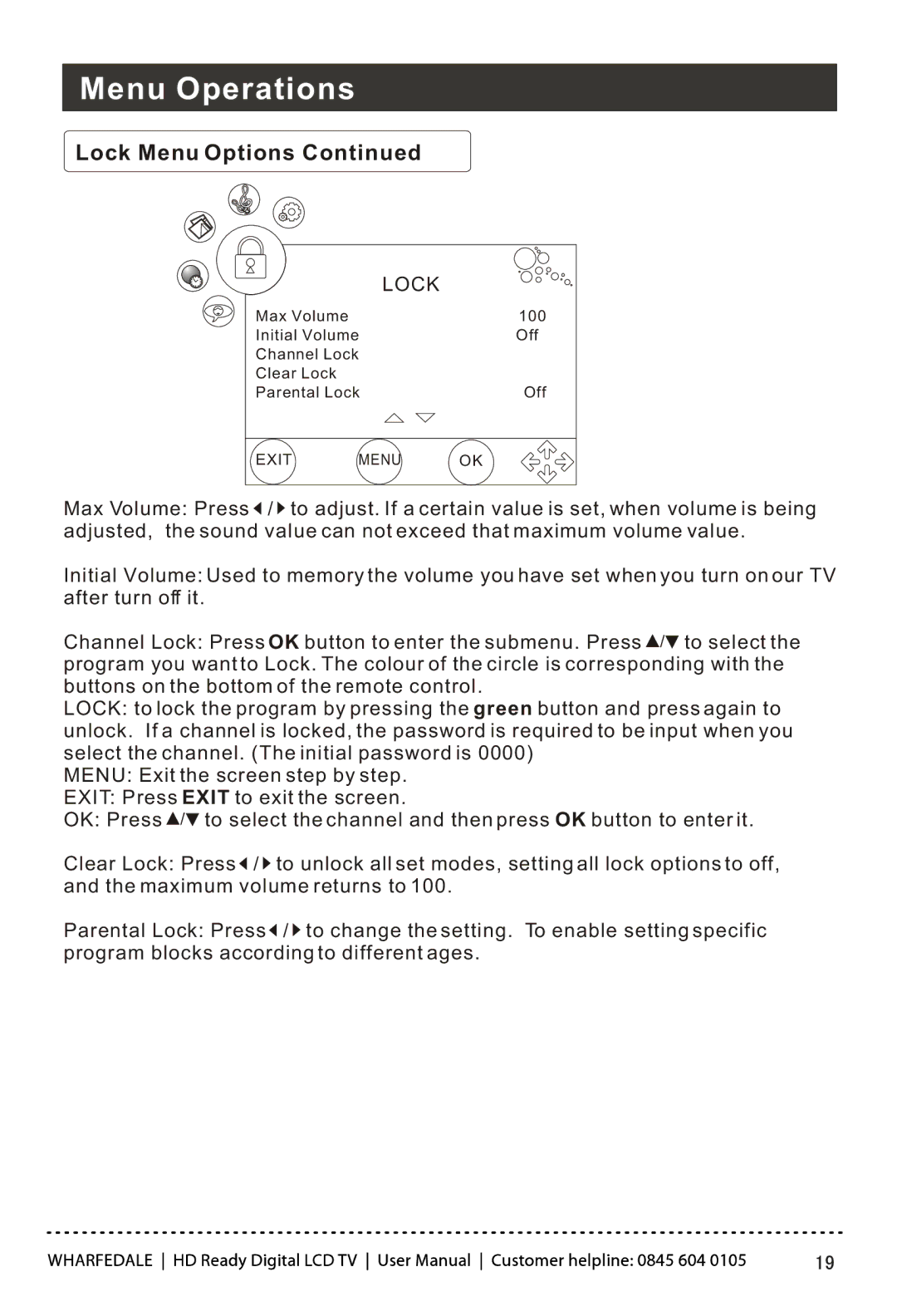 Wharfedale LY22T3CBW-UM manual Menu Operations 