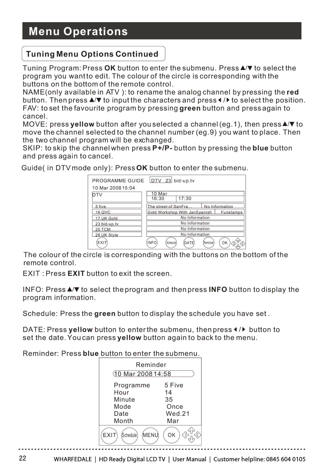 Wharfedale LY22T3CBW-UM manual Reminder 