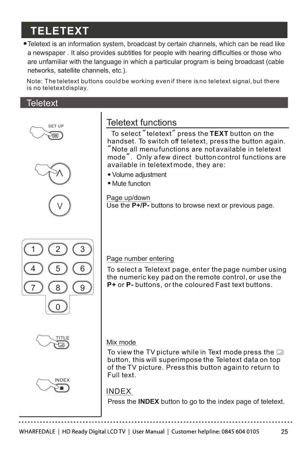 Wharfedale LY22T3CBW-UM manual Teletext 