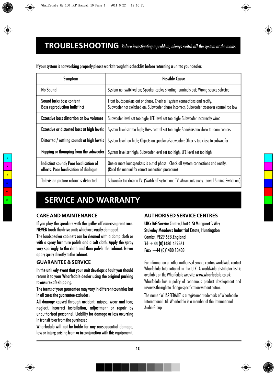 Wharfedale MS-100 HCP manual 