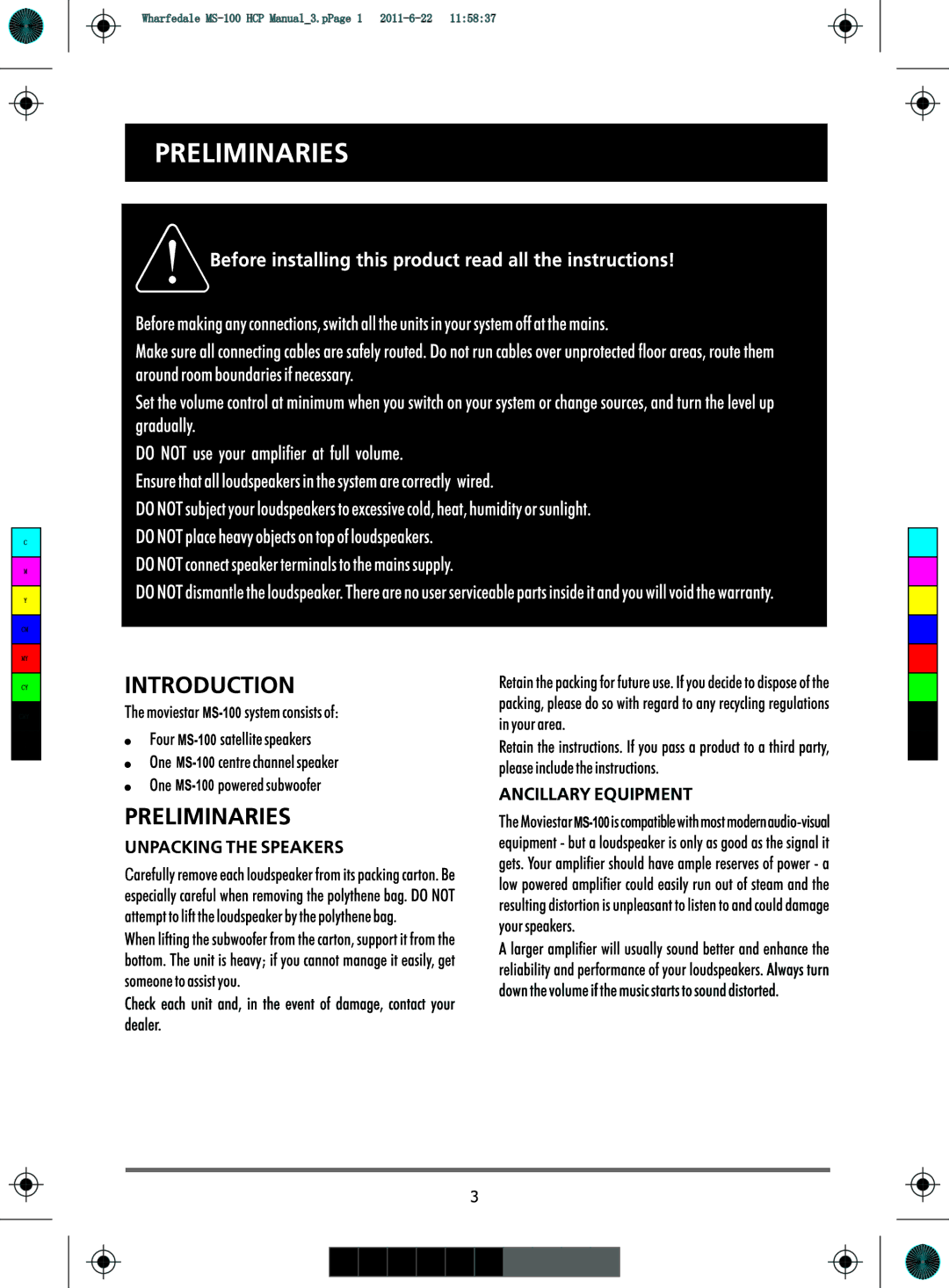 Wharfedale MS-100 HCP manual 