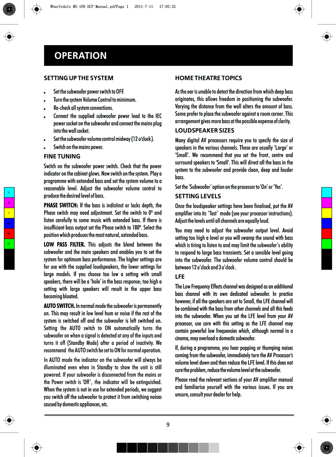 Wharfedale MS-100 HCP manual 