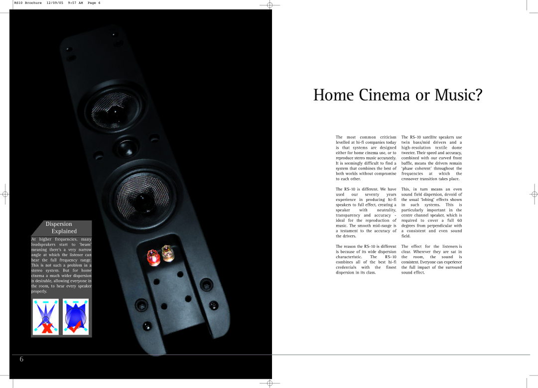 Wharfedale RS10 brochure Home Cinema or Music?, Dispersion Explained 