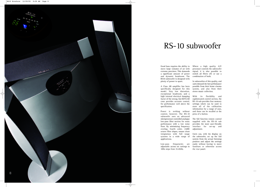 Wharfedale RS10 brochure RS-10 subwoofer 