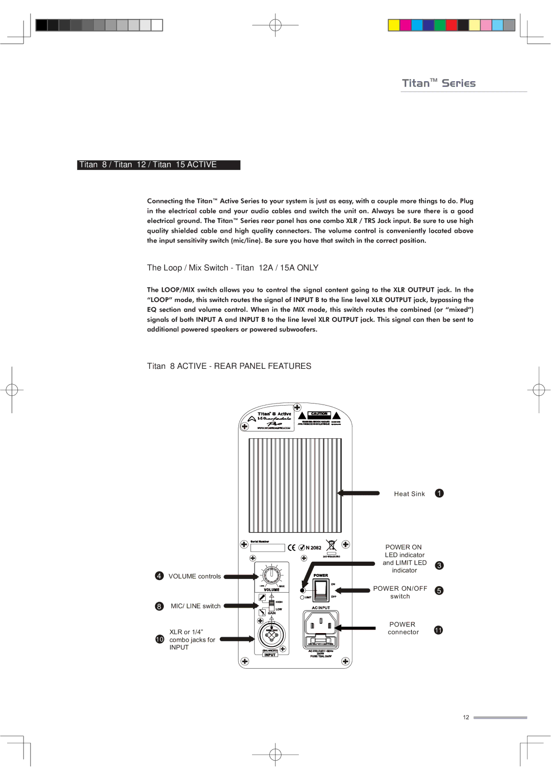 Wharfedale 15 PASSIVE, SUB A12, 12 PASSIVE, 15 ACTIVE, 8 ACTIVE manual Titan 8 / Titan 12 / Titan 15 Active 