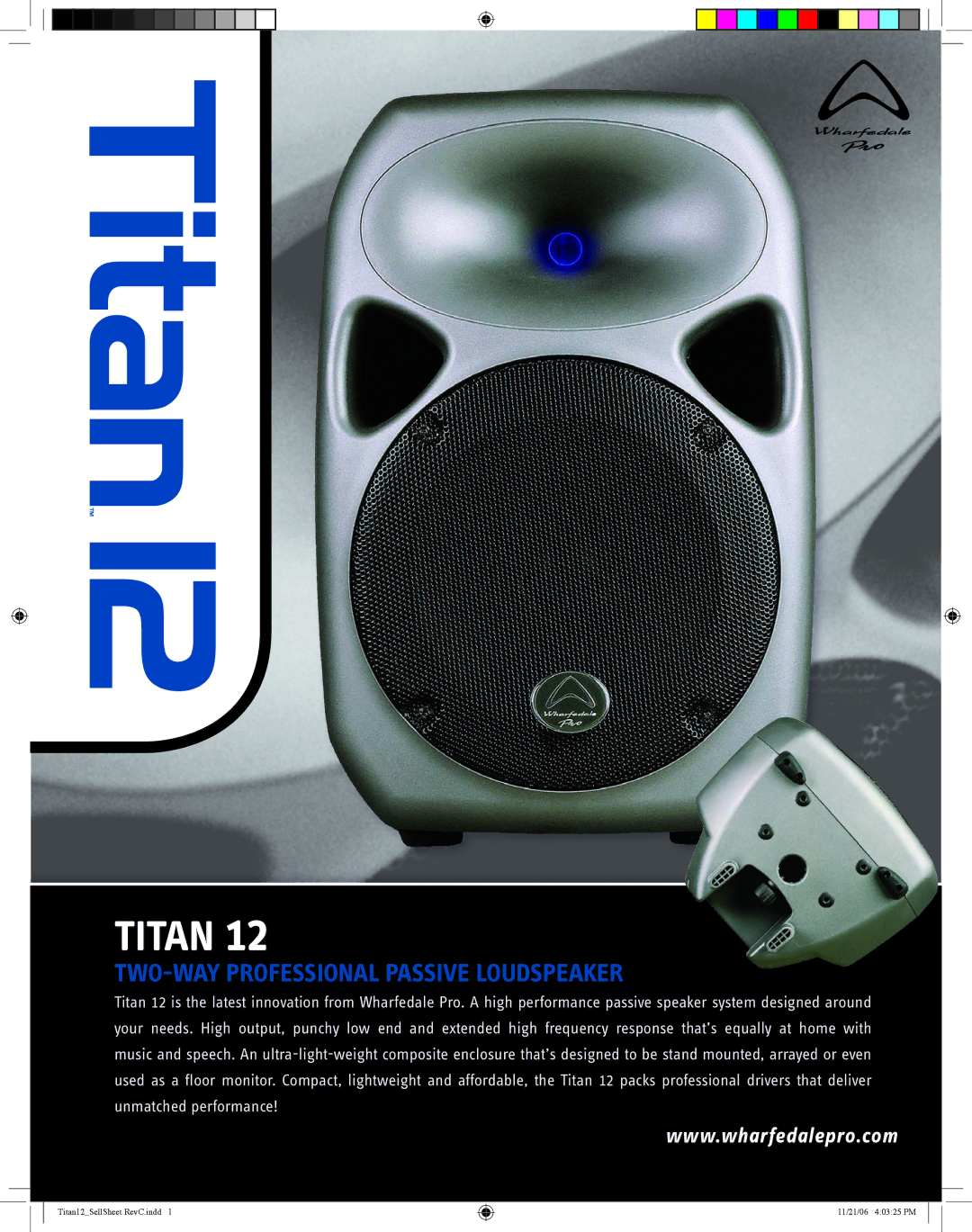 Wharfedale Titan 12 manual TWO-WAY Professional Passive Loudspeaker 