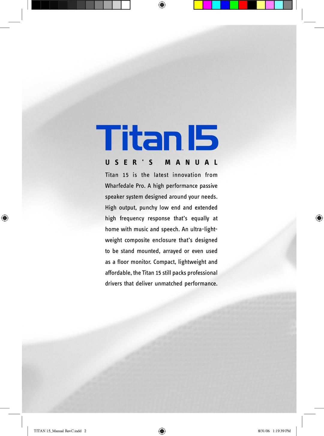 Wharfedale Titan 15 user manual E R S M a N U a L 