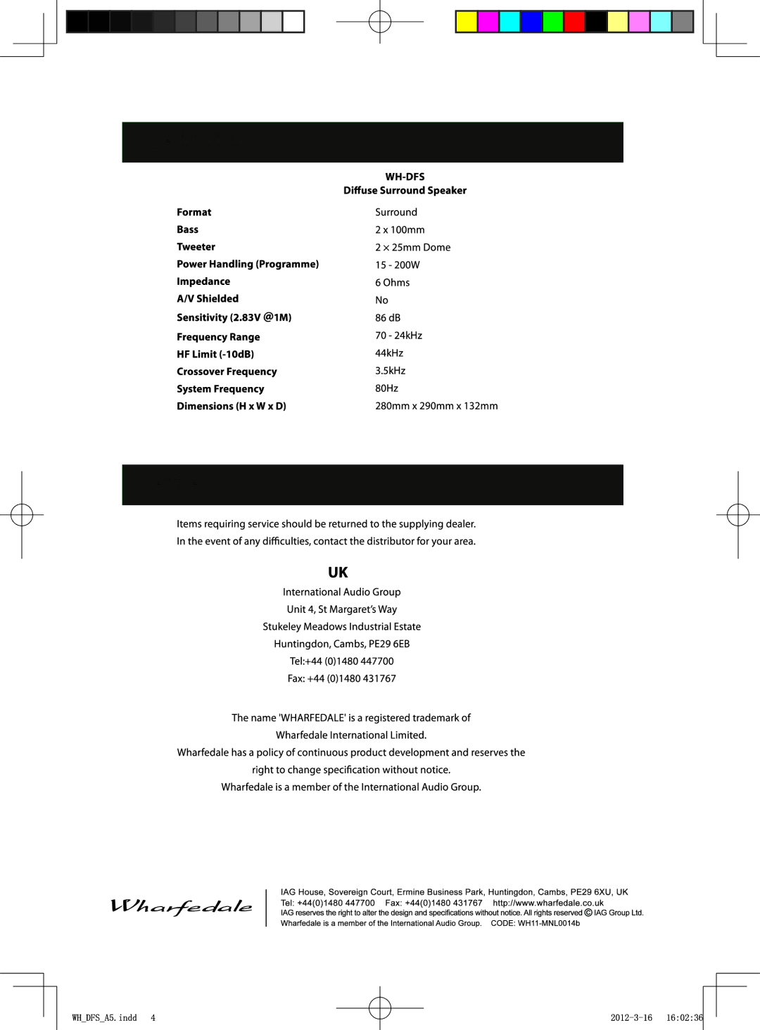 Wharfedale WH-DFS manual 