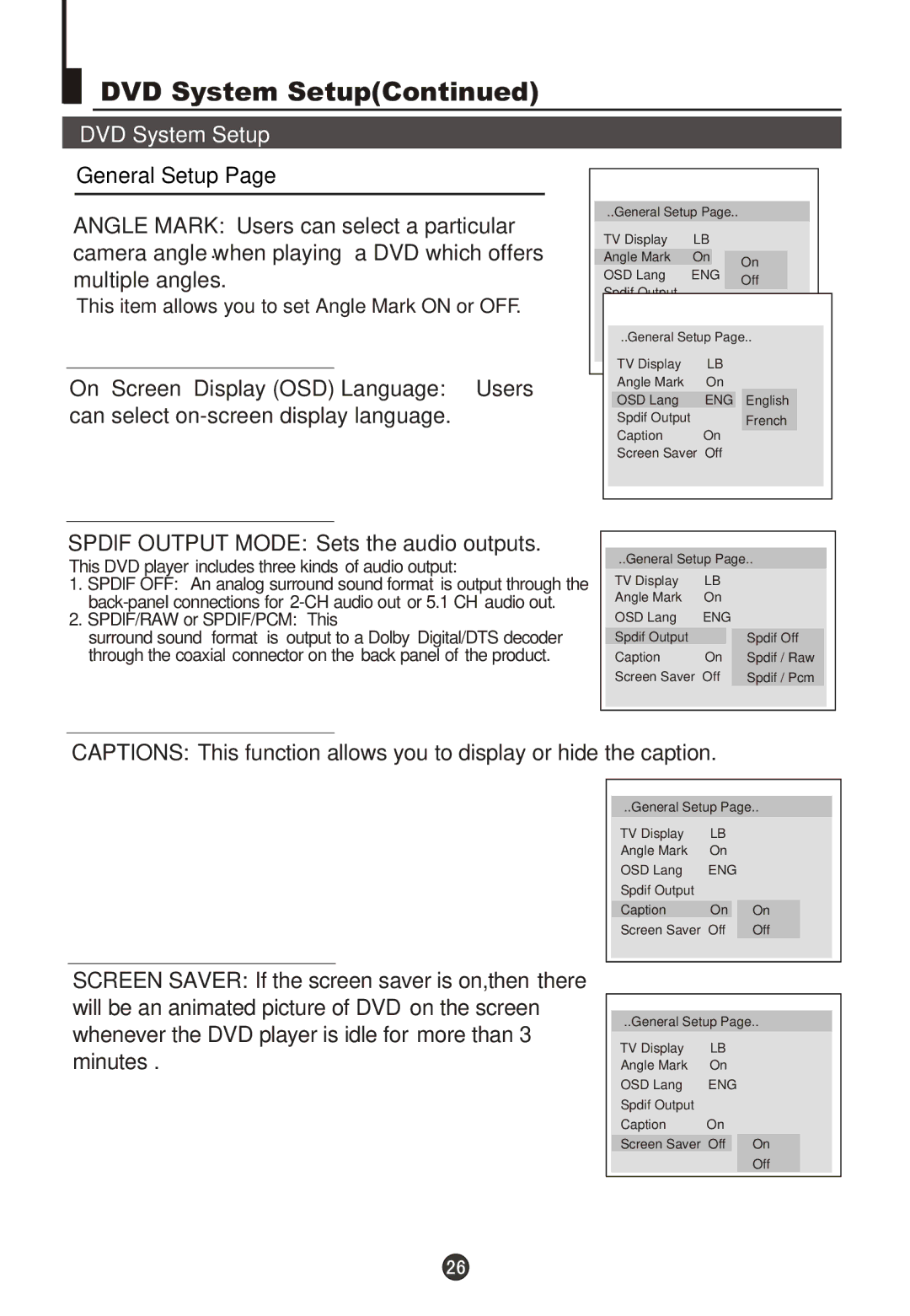 Wharfedale WH-TV/DVD21NO owner manual On Screen Display OSD Language Users 