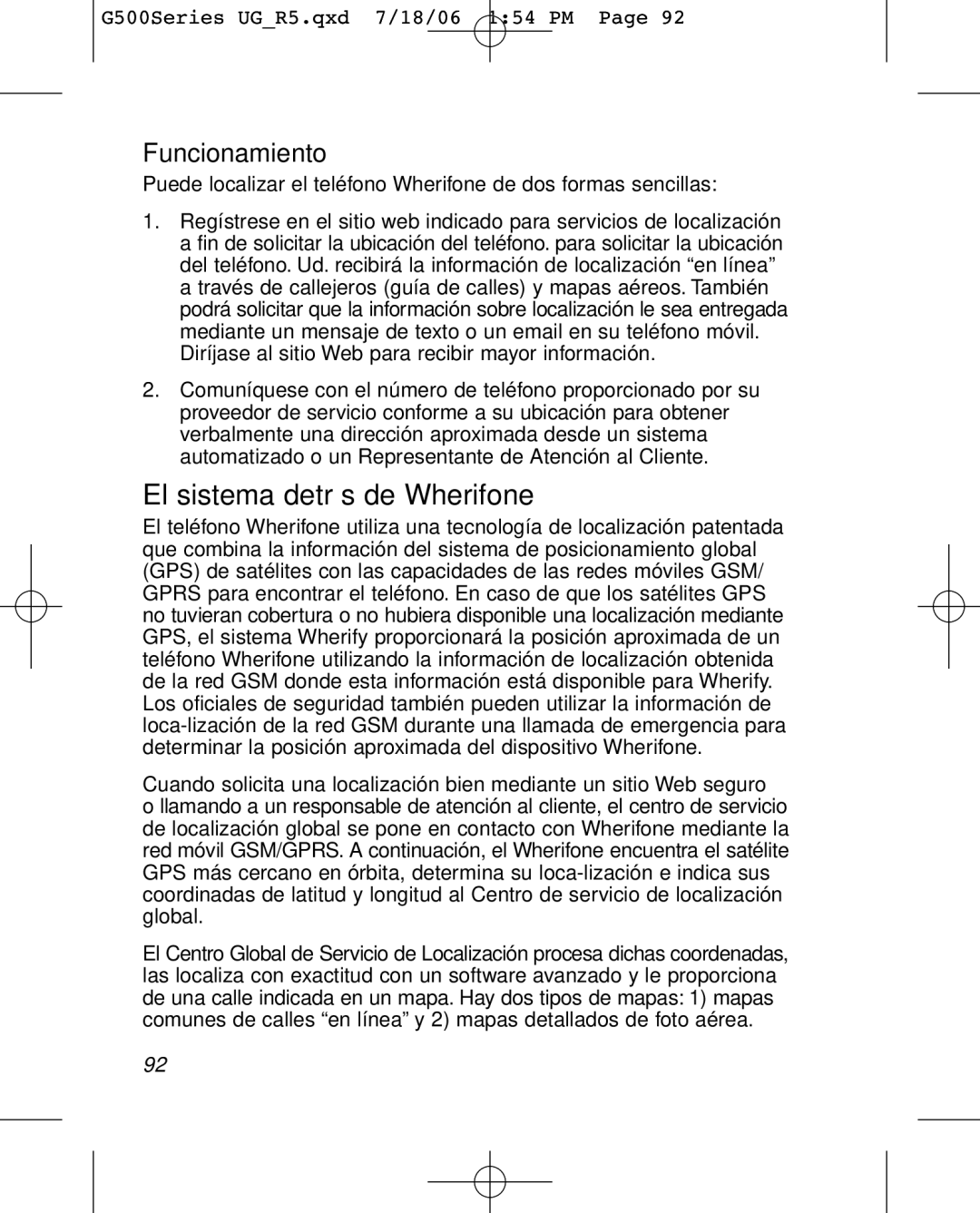 Wherify Wireless G500 Series, G550 manual El sistema detrás de Wherifone, Funcionamiento 