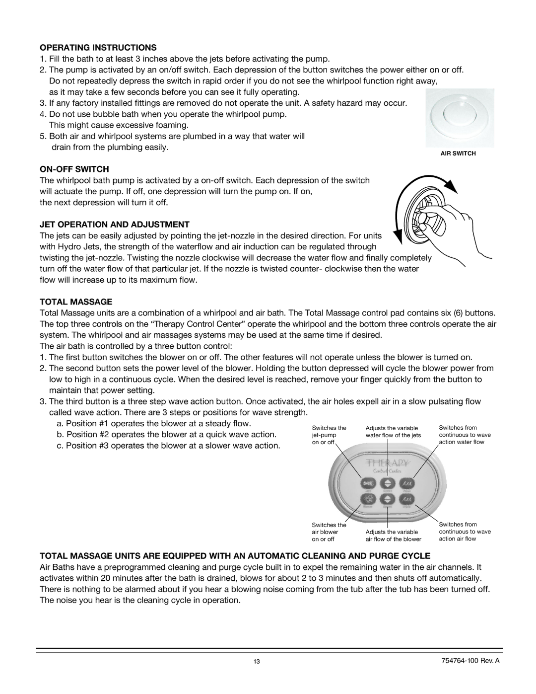 Whirlpool 015-0005 operation manual Operating Instructions 