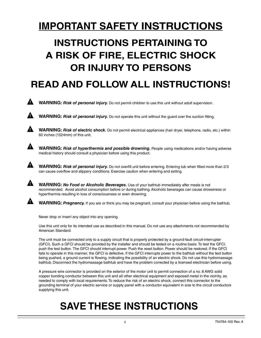 Whirlpool 015-0005 operation manual Important Safety Instructions 