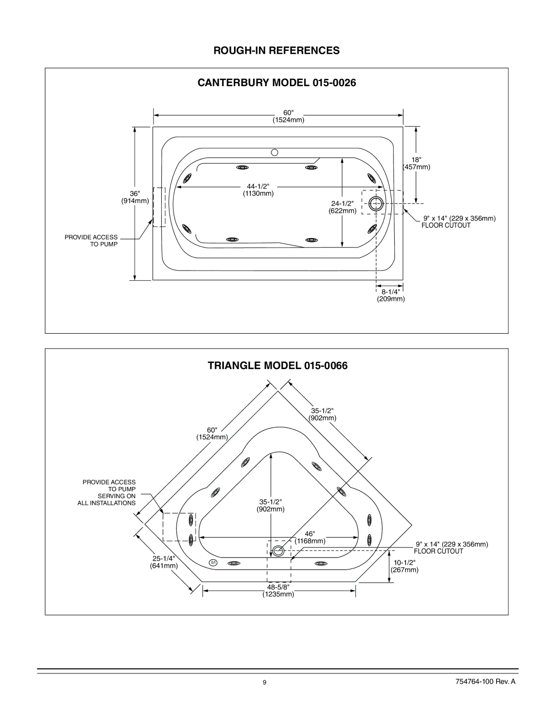 Whirlpool 015-0005 operation manual Canterbury Model, Triangle Model 