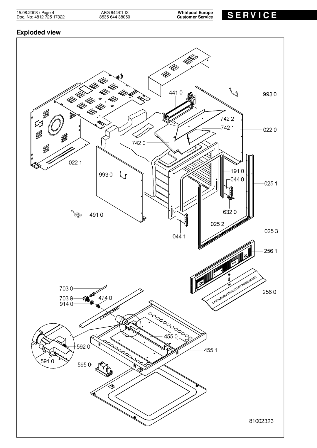 Whirlpool lx, AKG 644 1 service manual Exploded view 