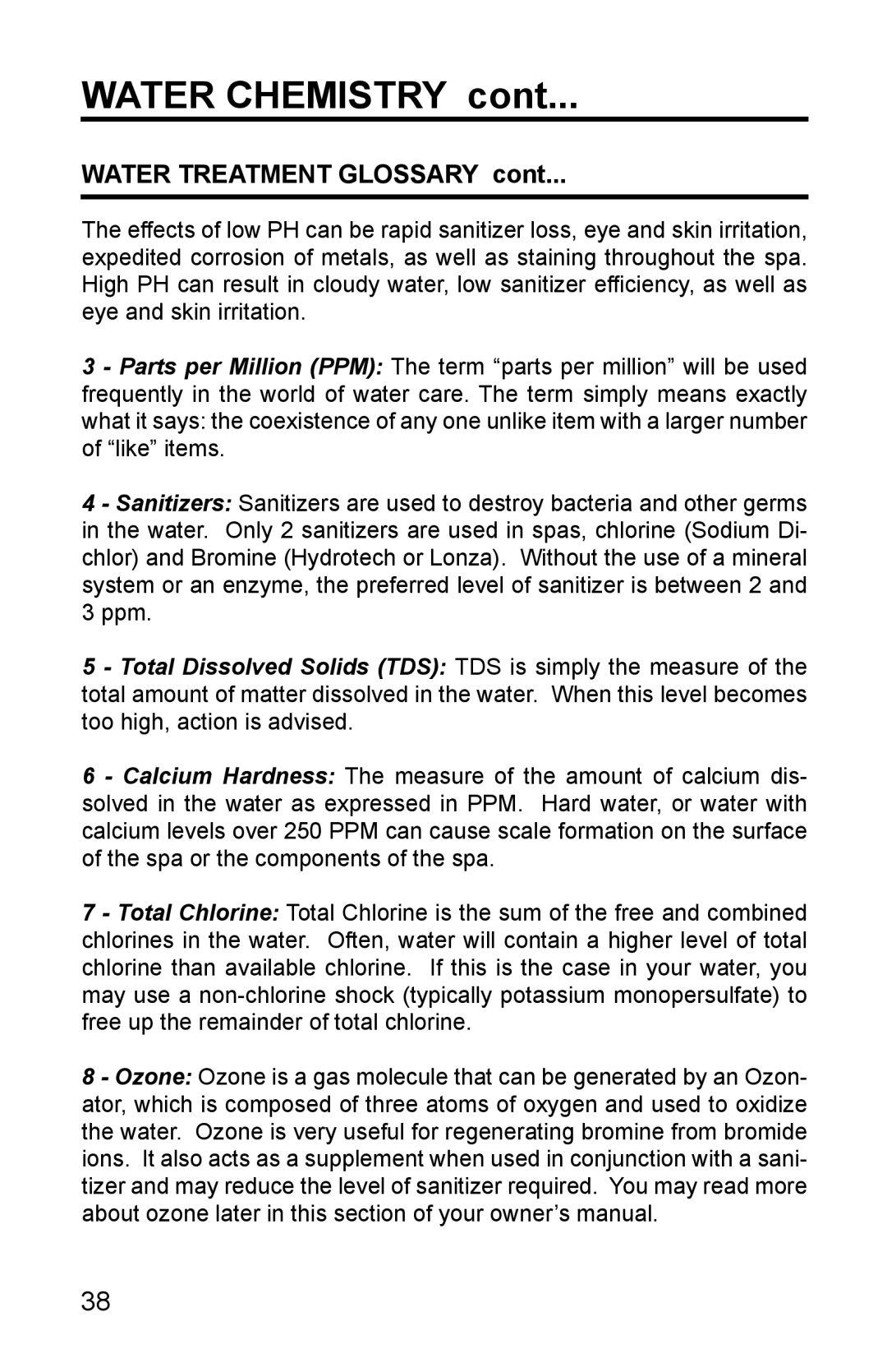 Whirlpool 11-0086-11 owner manual Water Chemistry 