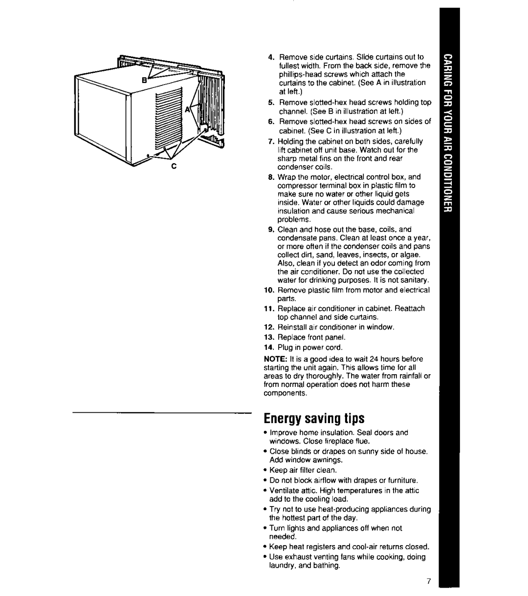 Whirlpool 1159801 manual Energysavingtips 