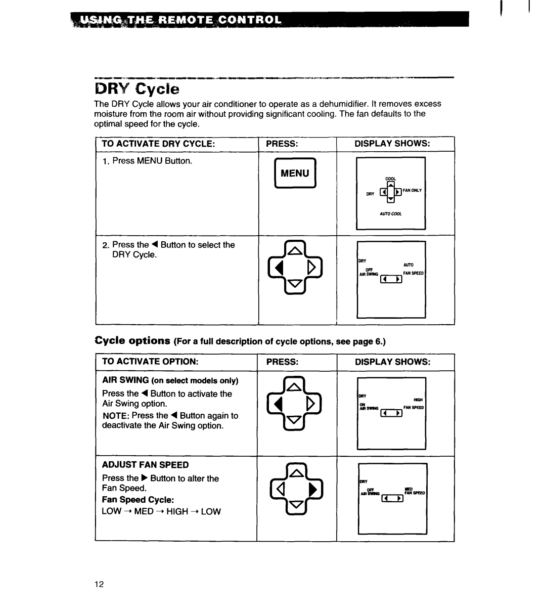 Whirlpool 1180435-A important safety instructions To Activate DRY Cycle Press, LOW -- MED + High + LOW 