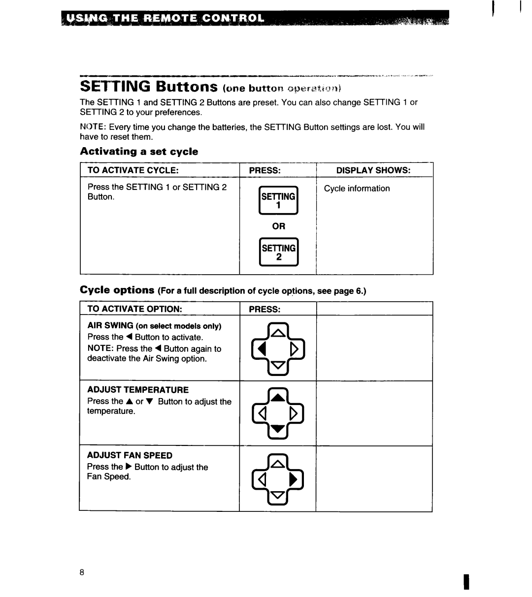 Whirlpool 1180435-A important safety instructions Activating a set cycle, To Activate Cycle 