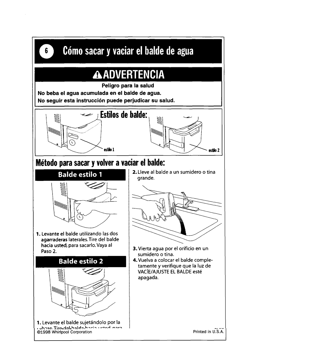 Whirlpool 1182182 manual Ktodoparasacaryvolveravaciarelbalde 