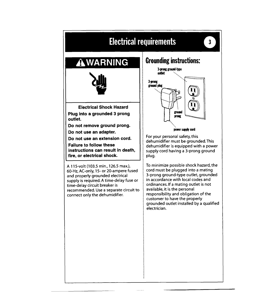 Whirlpool 1182182 manual Groundinginstructions 