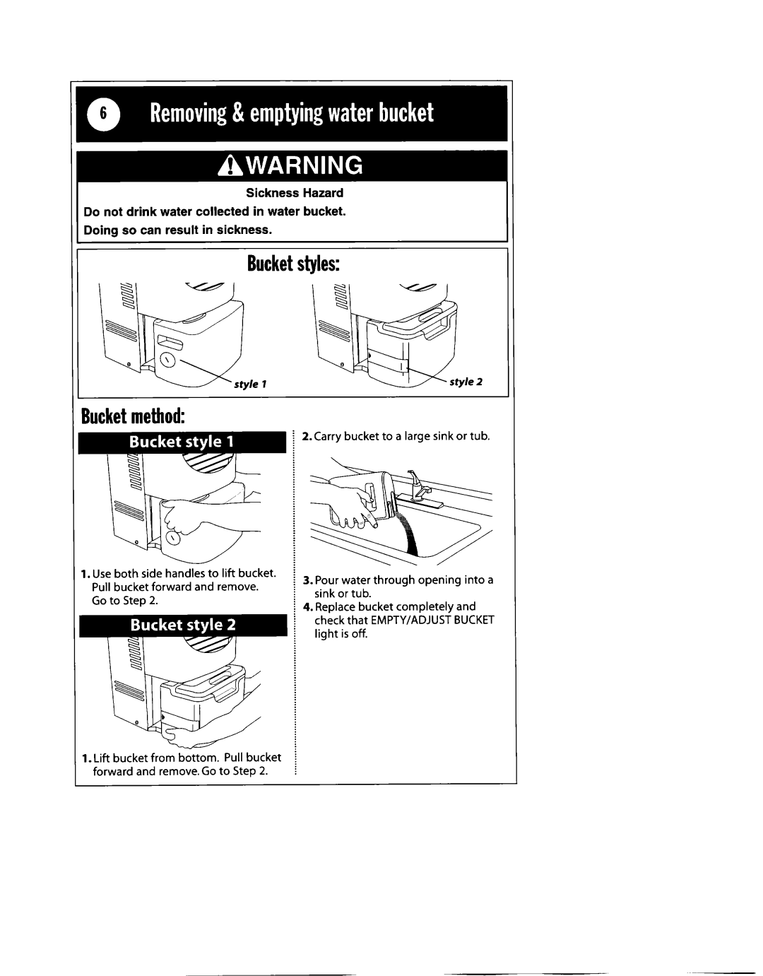 Whirlpool 1182182 manual Bucketstyles Bucketmethod 