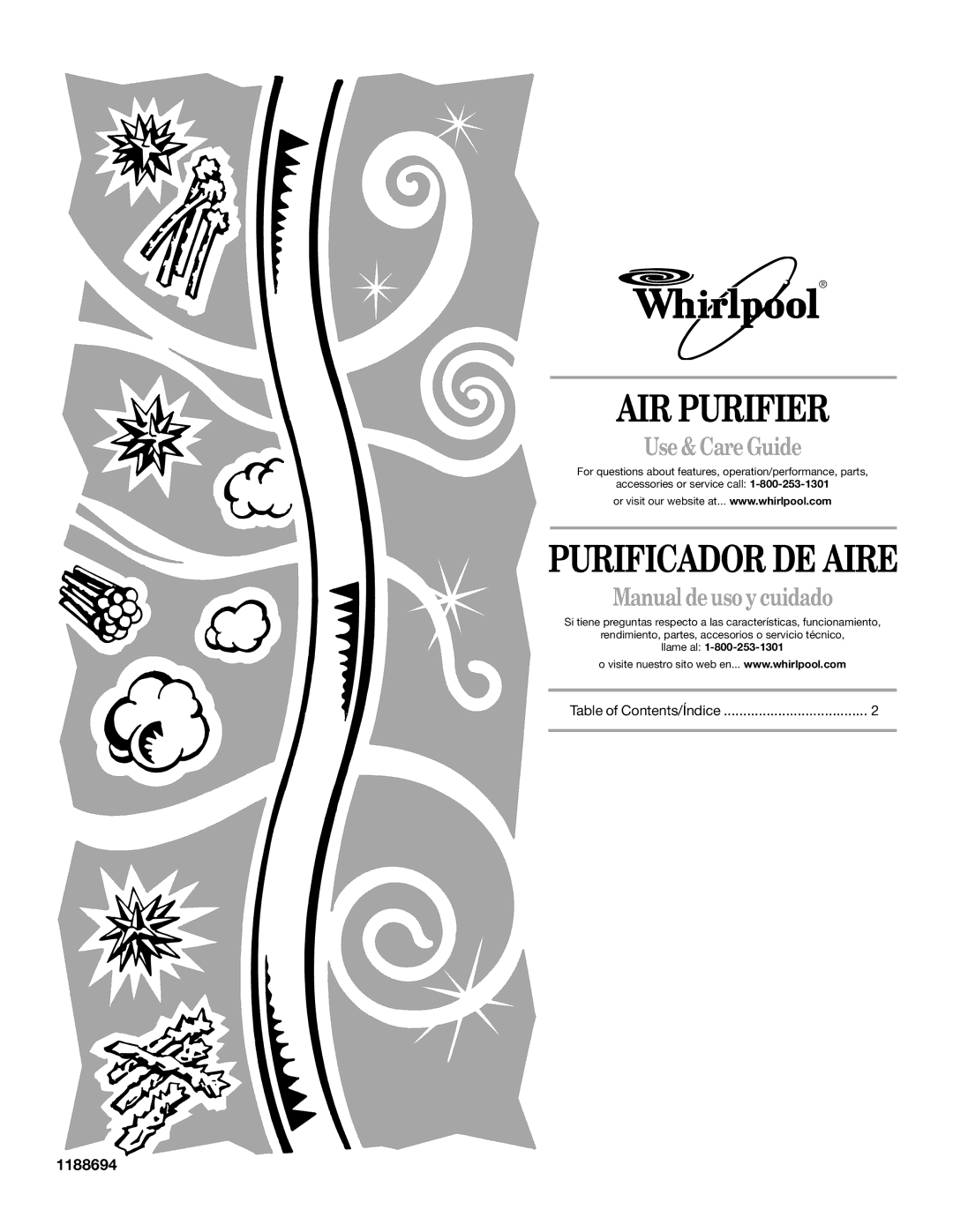 Whirlpool 1188694 manual AIR Purifier 