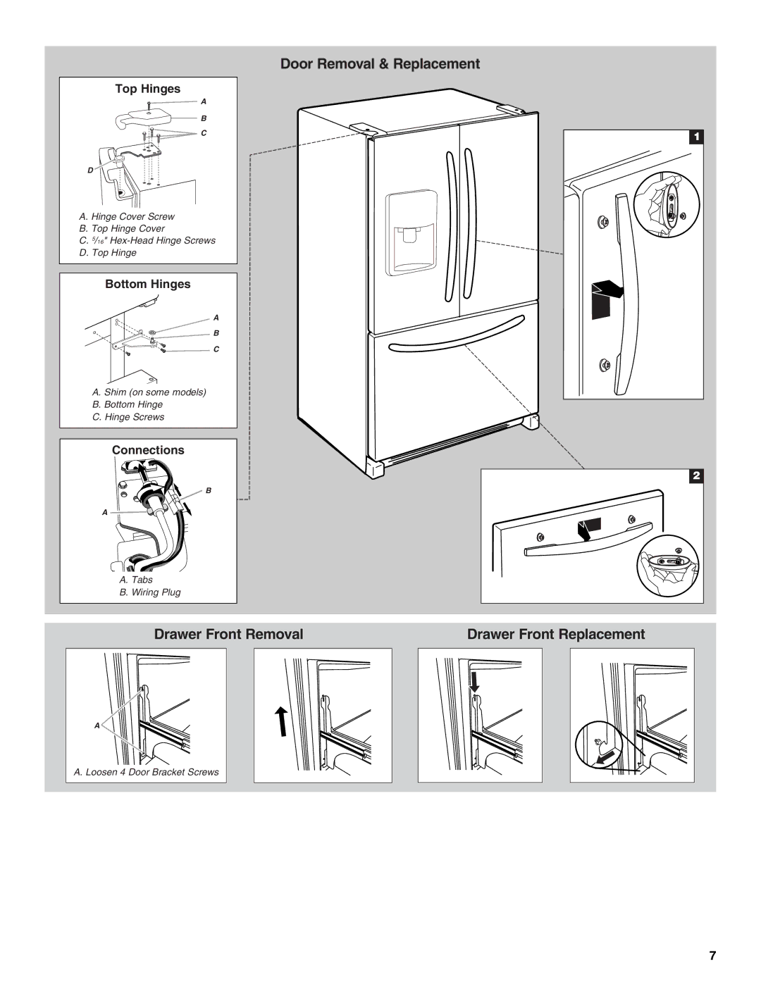 Whirlpool 12828185A, 12828188A installation instructions Top Hinges 