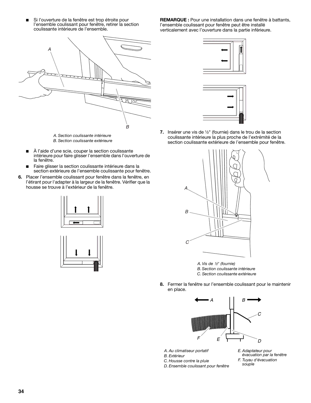 Whirlpool 1328891 manual Au climatiseur portatif Adaptateur pour Extérieur 