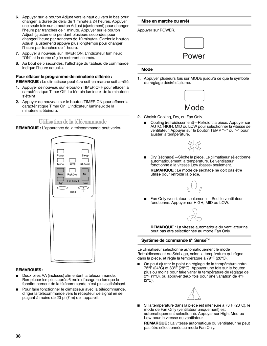 Whirlpool 1328891 Utilisationdelatélécommande, Pour effacer le programme de minuterie différée, Mise en marche ou arrêt 