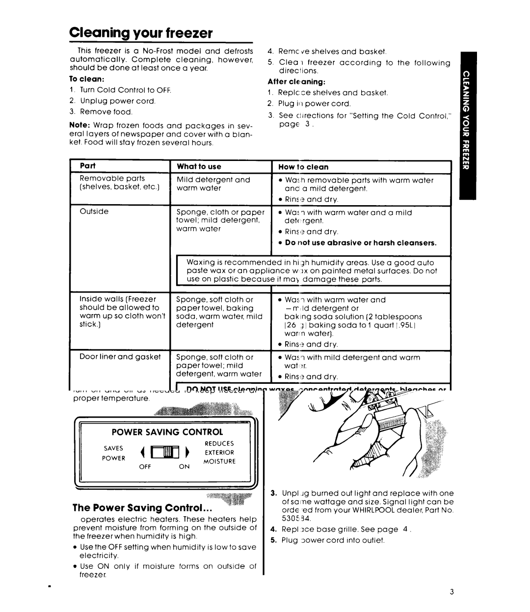 Whirlpool EV200NXK, 164, Freezer warranty Cleaning your freezer 