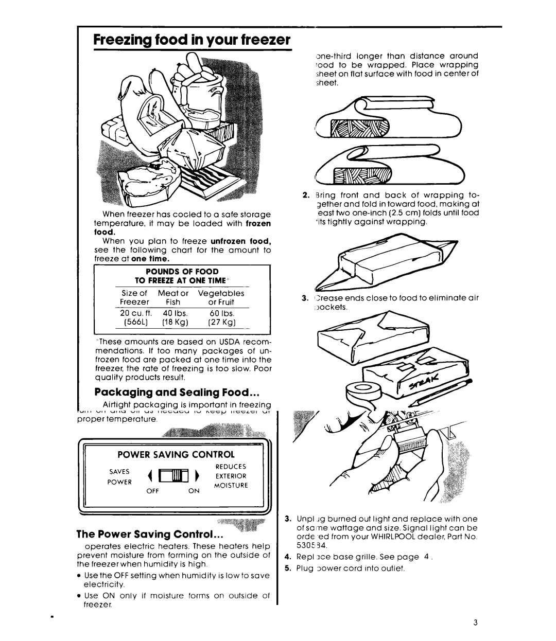 Whirlpool 164, Freezer, EV200NXK warranty Freezing food in your freezer, Packaging and Sealing Food, To wrap foods, Loading 