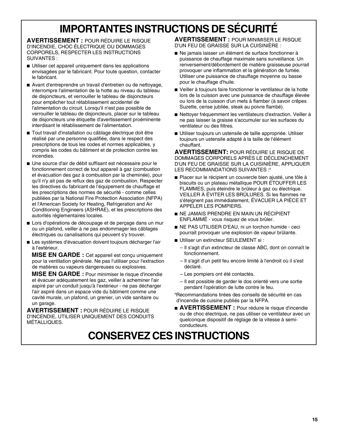 Whirlpool 19760268A installation instructions Conservez CES Instructions 