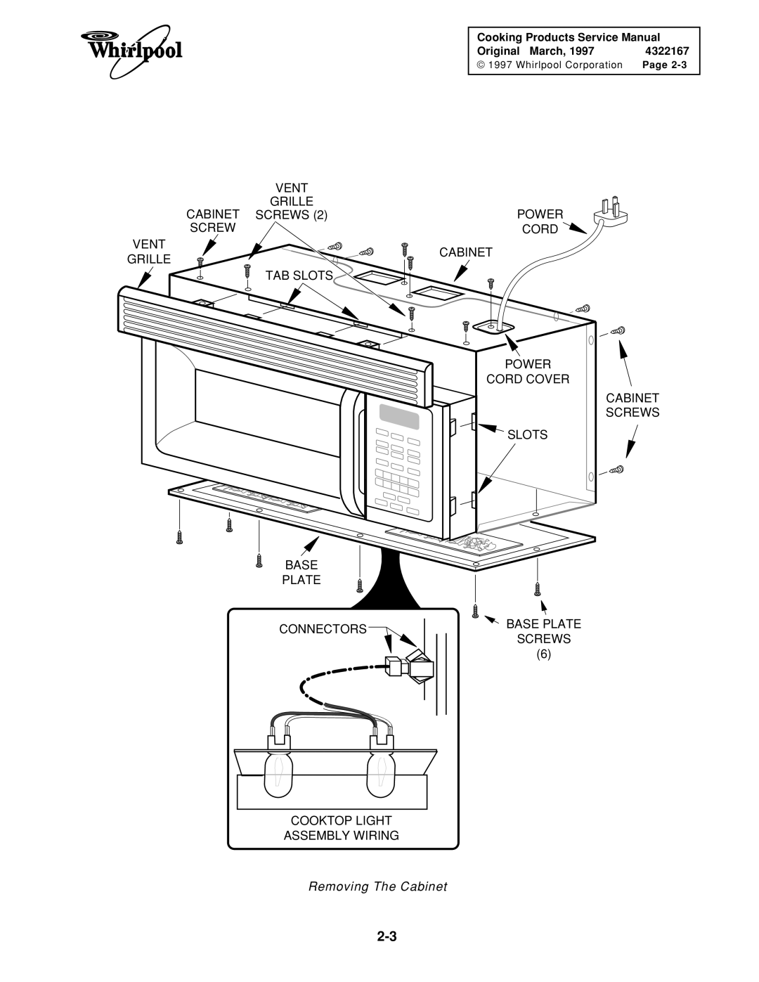 Whirlpool 1997 E service manual Removing The Cabinet 