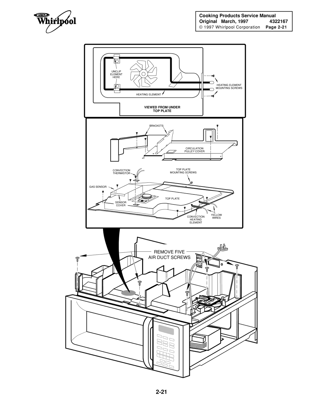 Whirlpool 1997 E service manual Viewed from Under TOP Plate 