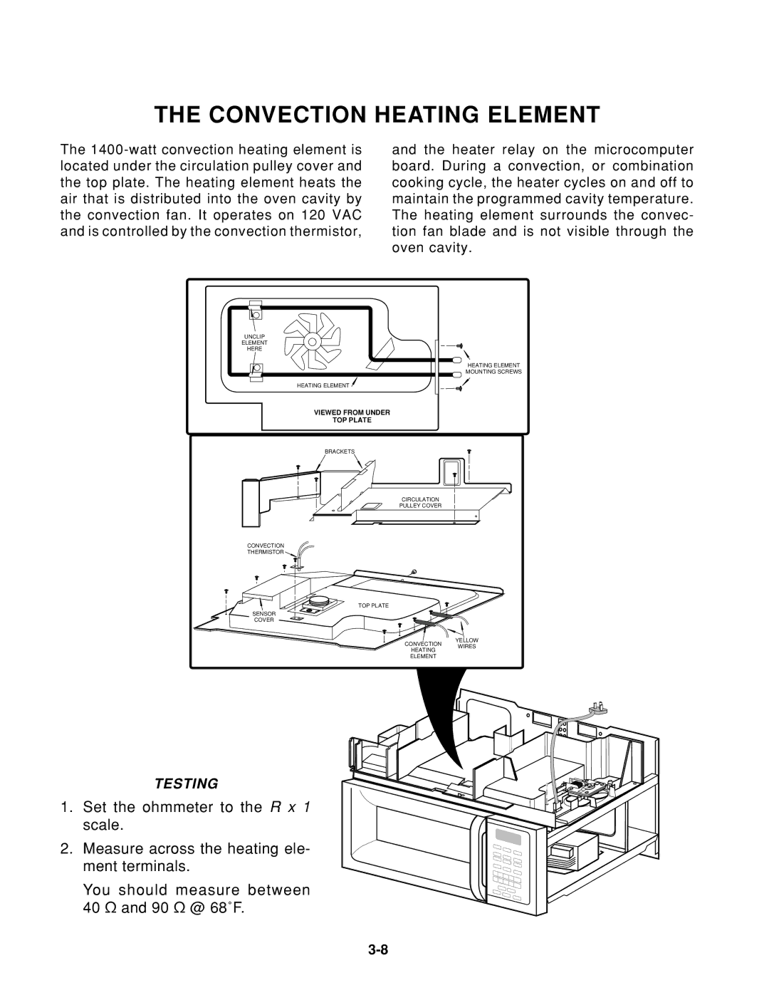 Whirlpool 1997 E service manual Convection Heating Element, Viewed from Under TOP Plate 