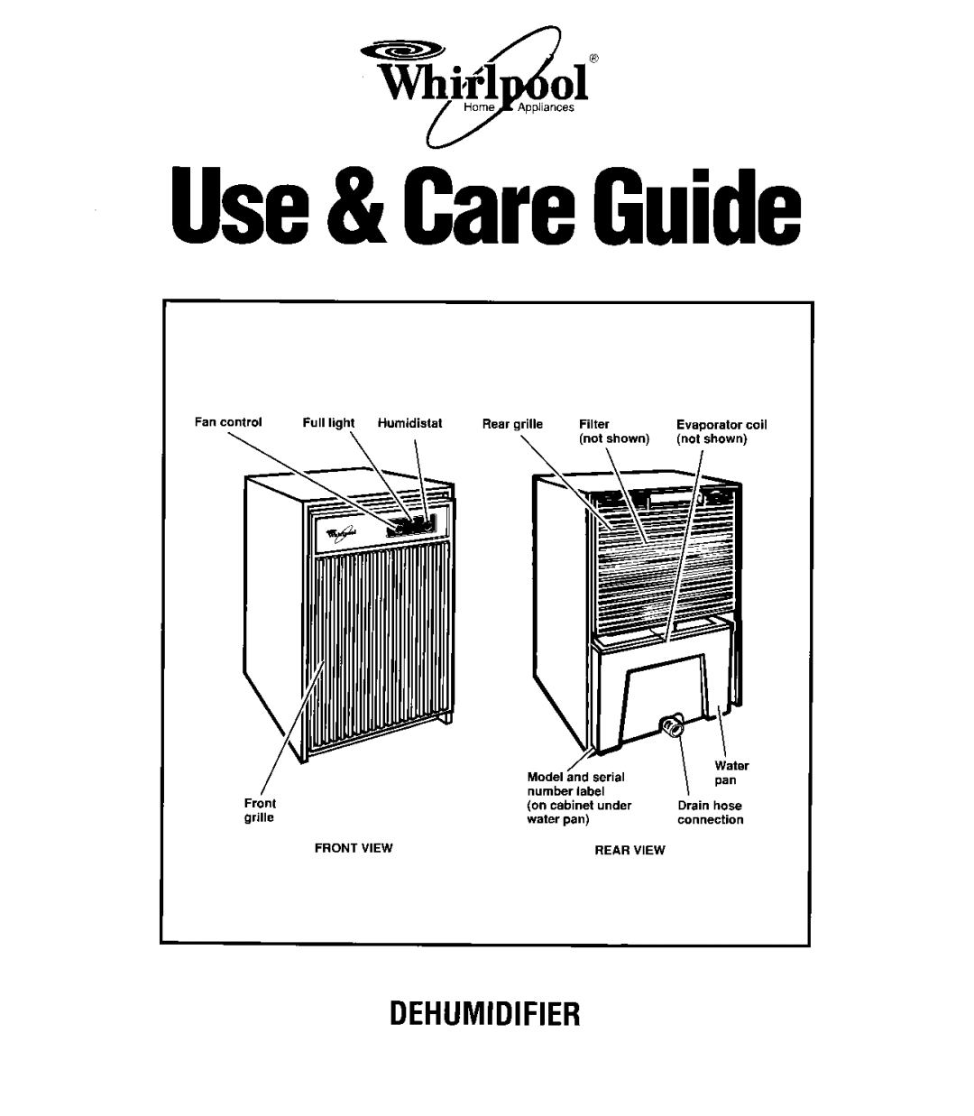 Whirlpool 1ADM202XX0 manual Use& CareGuide 