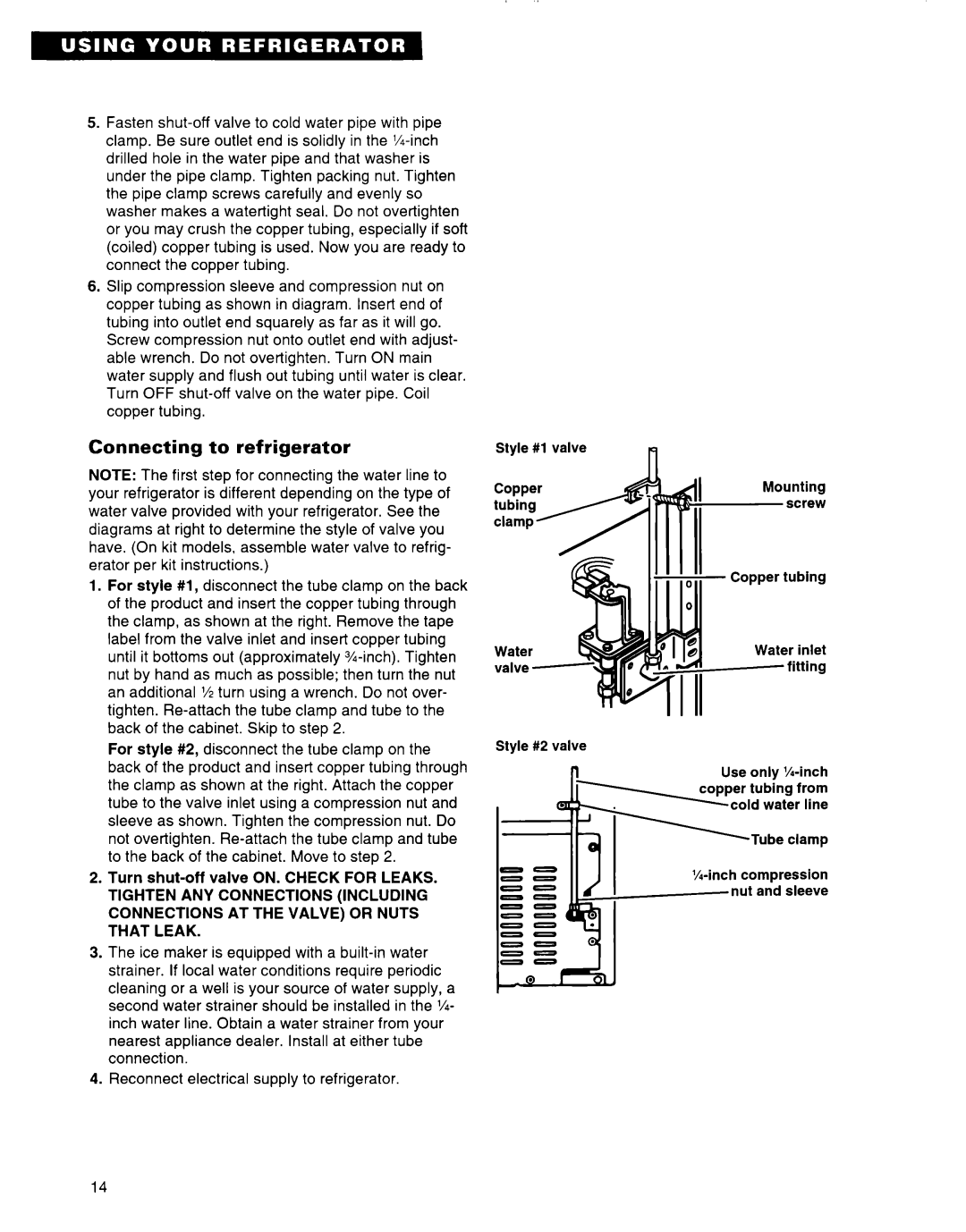 Whirlpool 2184589 warranty Connecting to refrigerator 