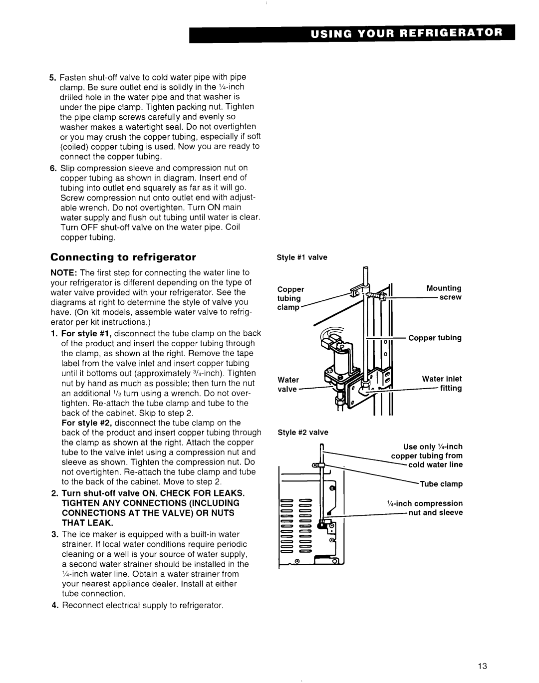 Whirlpool 2184591 warranty Connecting to refrigerator 