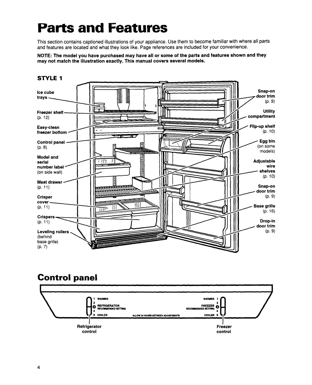 Whirlpool 2193496 warranty Parts and Features, Control 