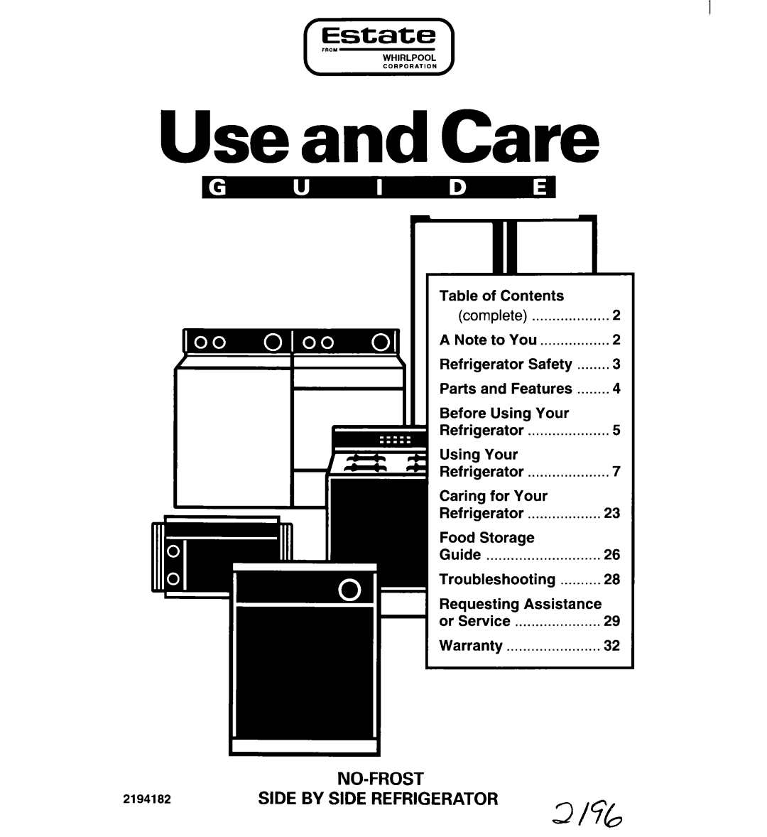 Whirlpool 2194182 warranty Use and Care 