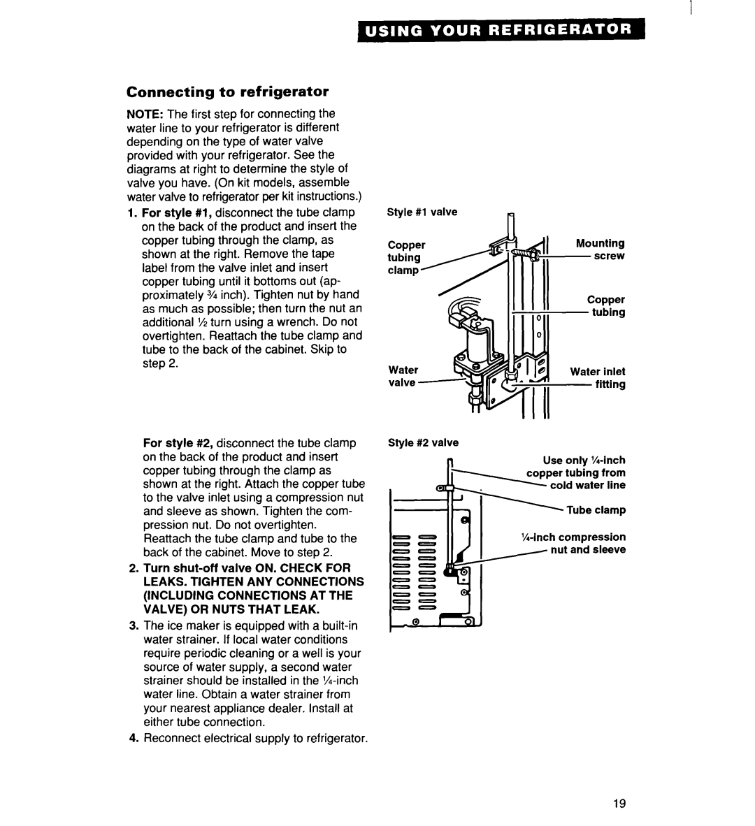 Whirlpool 2194182 warranty Connecting to refrigerator 