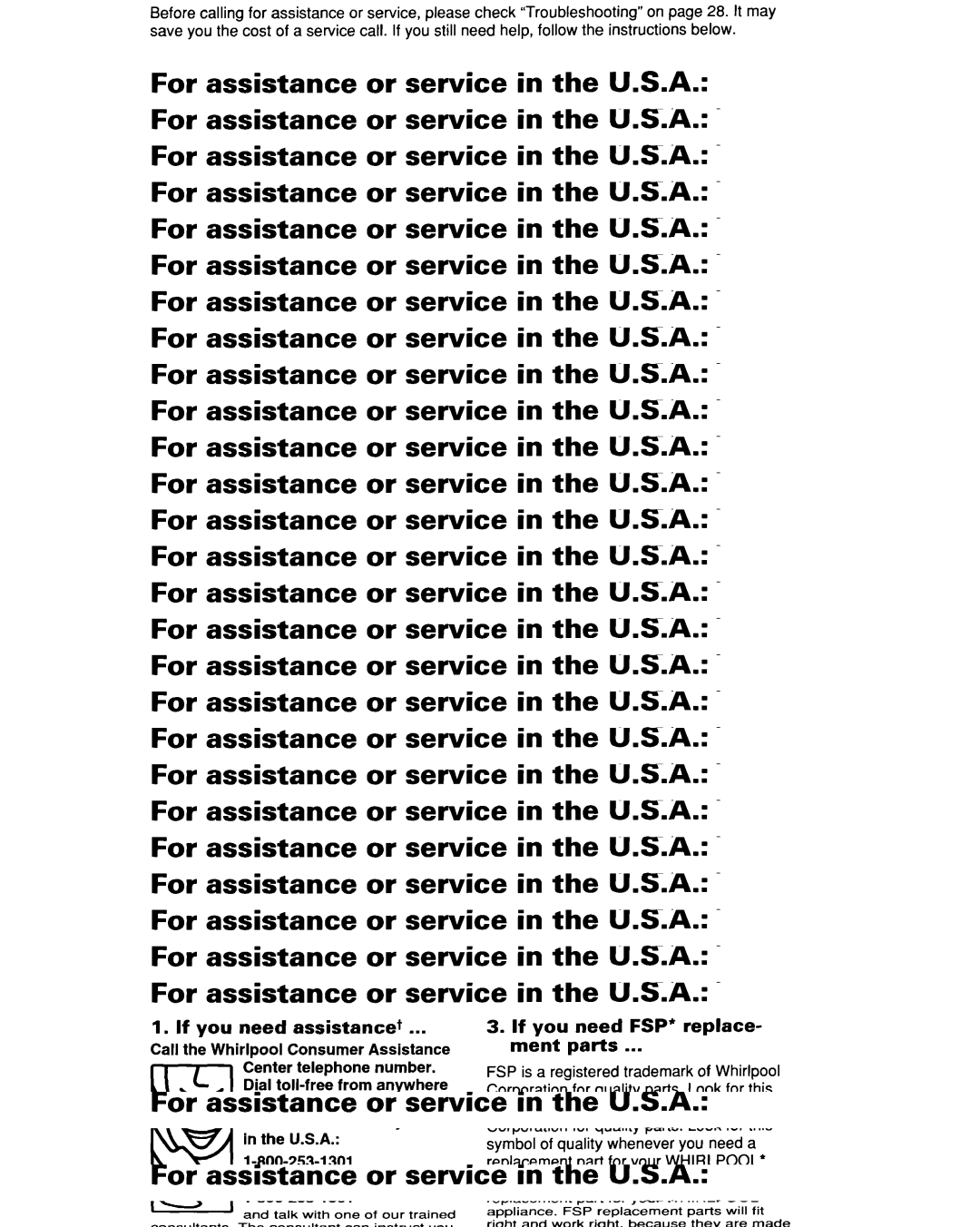 Whirlpool 2194182 warranty With Questions or Comments 